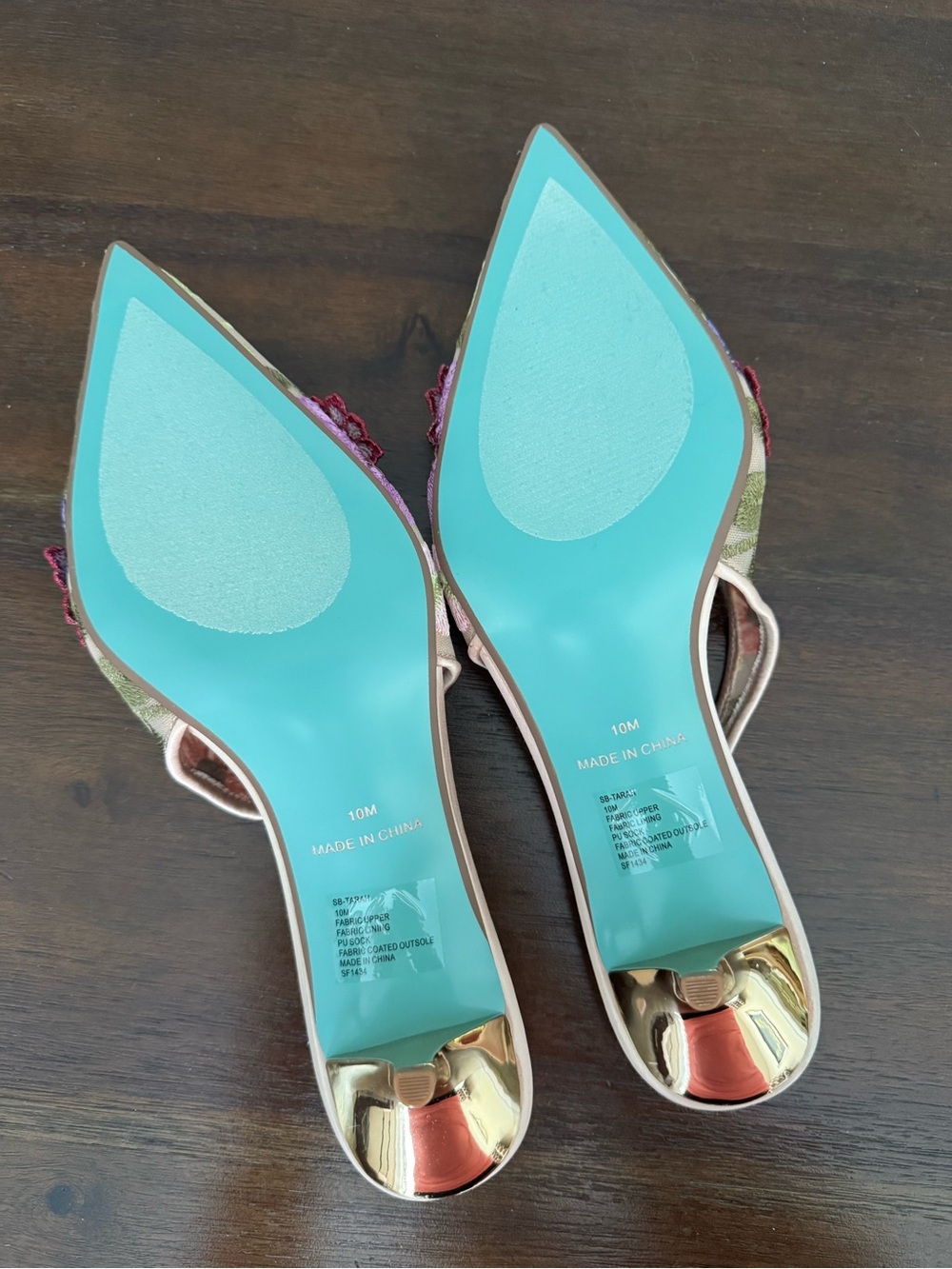 Betsey Johnson Floral Embroidered Slingback Heels - Picture 7 of 13